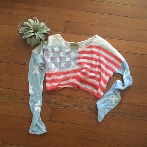 Wildfox cropped flag sweater
